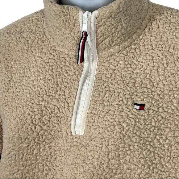 Tommy Hilfiger Sherpa Pull Over Teddy Jacket Tan Size XL - Picture 7 of 14